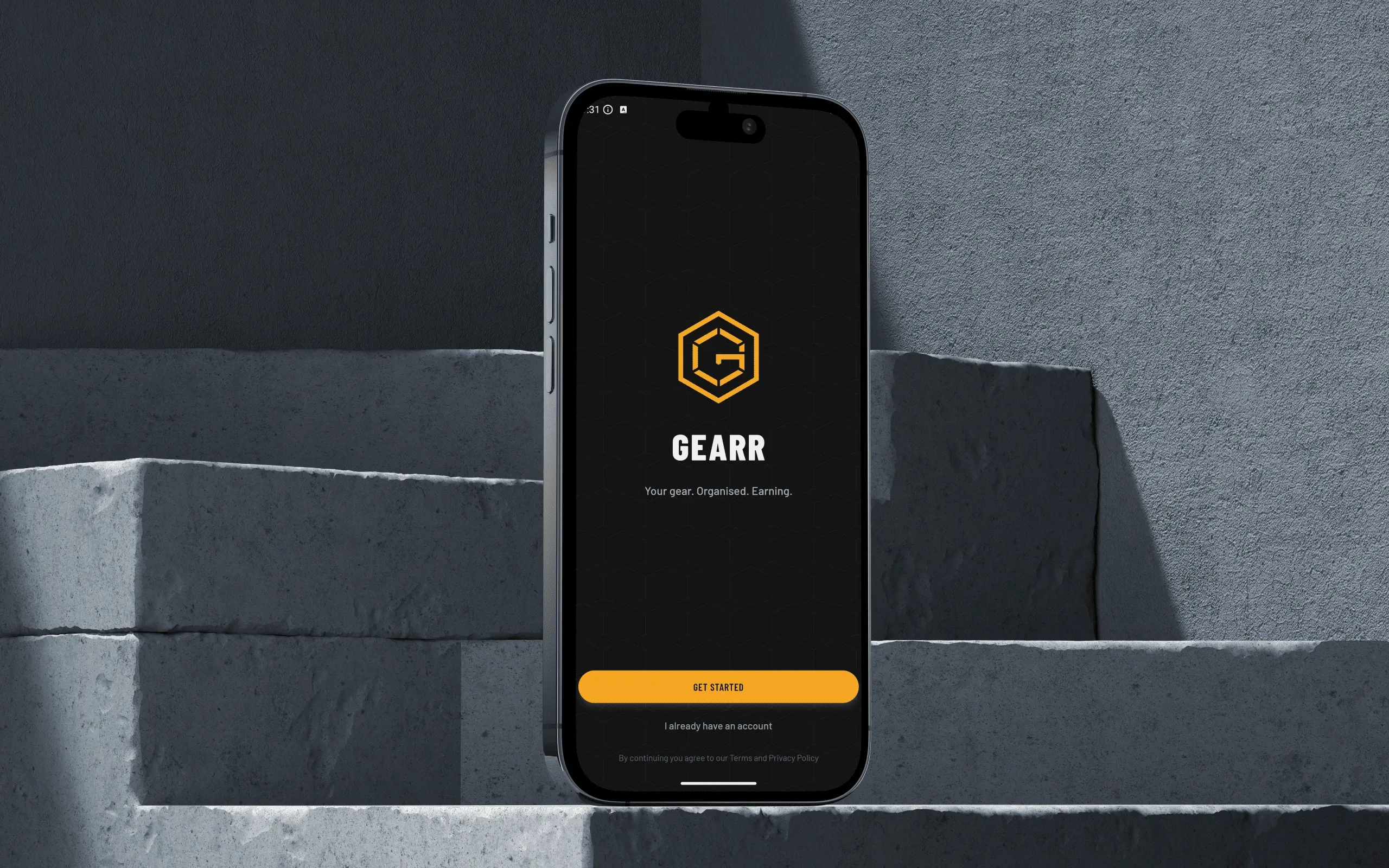 GEARR opening on its promise, "Your gear. Organised. Earning."